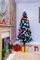 SHATCHI 3Ft/90cm Fibre Optic Christmas Topper-Hanging Pastel Stars & Baubles Decorations-Pre-Lit Green Artificial Xmas Tree-Multicolor Changing Lights, PVC, 90 cm