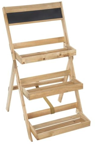 Haushalt International HI 62720 Pflanzentreppe aus Holz mit Tafel klappbar