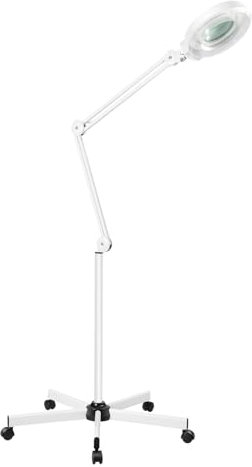 LENJKYYO 8X LED Lupenleuchte Lupenlampe 5-Dioptrien mit Standfuß Lupe Standlupe Kaltlicht Kosmetik Arbeitsplatzlampe zum Lesen 24W Kosmetische Licht Dioptrien Lamp Weiß