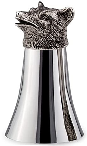 H.Bauer jun. Edelstahlbecher Sturzbecher Figur Wolf 200 ml - Schnapsbecher Edelstahl Jagd Wald Tiermotiv - ein Highlight zu jeder Party, Junggesellen-Feier, für Jäger, Sammler oder als Geschenk