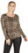 GirlzWalk Women's Plain Print Long Sleeve T-Shirt Basic Casual Plain Stretch Top (Brown Leopard, 24-26)