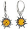 Bernstein Ohrringe von Artisana-Schmuck, moderne Ohrhänger Sonne mit Bernstein, gefasst in 925/000 Sterling Silber von Artisana-Schmuck