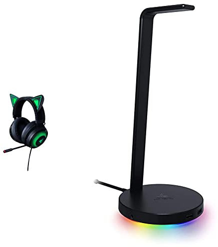 Razer Kraken Kitty Edition - Cuffie USB con Orecchie da Gatto Chroma & Base Station V2 Chroma - Supporto Cuffie e Hub USB con Illuminazione RGB