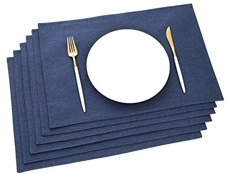 AOKSUNOVA Tischset Stoff Dunkelblau Stoff Platzdeckchen Tischset Tisch Untersetzer-Set