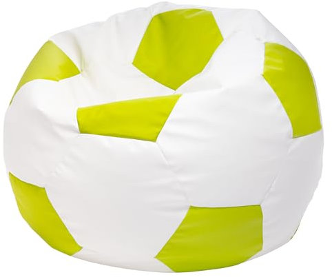 Ecopuf Football Sack L - Spielkissen aus Kunstleder - Ideal für Fußballfans, Kinder - Sitzsack Wohnzimmer - Sitzpouf Samt - Gaming Stuhl Pouf Sack - 90x55cm, Apfelgrün E16