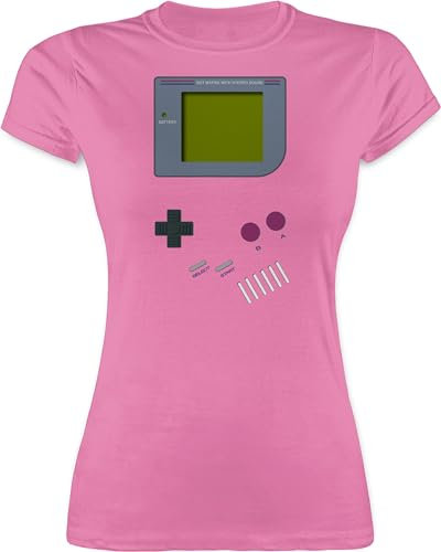 Shirt Damen - Karneval & Fasching - Gameboy | Nerds I 90s I 90iger I Fastnacht I Fasnacht I Fasnet - M - Rosa - 90 er Jahre Sachen Faschings Tshirt Karnevals 90's t-Shirt Retro Outfit