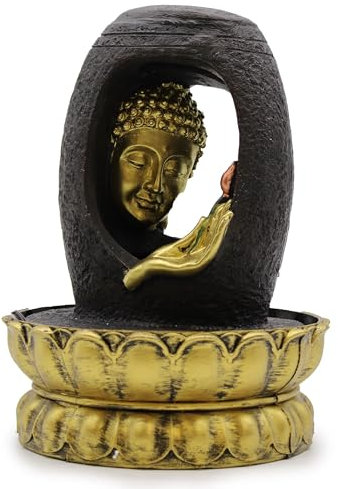 Tabletop Water Feature - 30cm - Golden Buddha & Vitarka Mudra