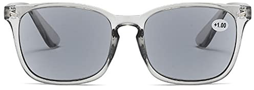 MAGIMODAC Damen Herren Lesebrille mit Sonnenschutz Sonnenbrille getönte Lesebrillen mit sehstärke 1.0+ 1.5+ 2.0+ 2.5+ 3.0+ 3.5+ 4.0+(Tranparent Grau, 1.00)