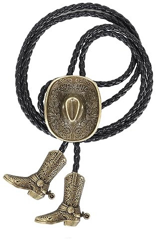 Bolo Krawatten für Herren, Western-Stil, 3D-Cowboyhut-Design mit Vintage-Stiefeln, Western-Bola-Krawatte, Cowboyhut, Large
