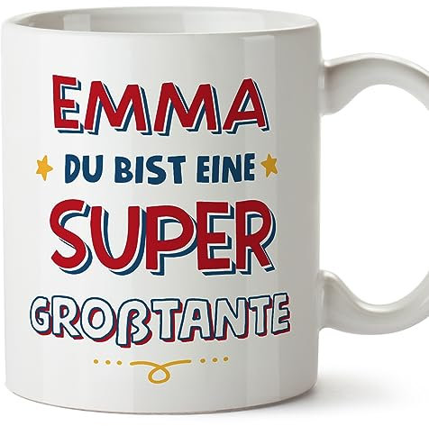 Mugffins Tassen Personalisieren mit Spruch für GROßTANTE - Auf Deutsch - Du Bist Super - 11 oz / 330 ml - Individuell Anpassbar Geschenk