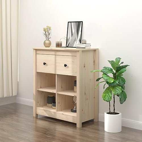 RAUGAJ Sideboard 70x35x80 cm Massivholz Kiefer, Artikelmaterial: massives Kiefernholz (unbehandelt)
