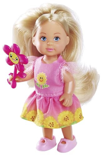 Simba Evi Love Flowers, 2-Fach Sortiert, es Wird nur EIN Artikel geliefert, Puppe in einem süßen Blumenkleid mit Blume, 12cm Spielpuppe, ab 3 Jahren