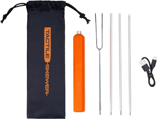 Tactile Skewer - Handheld Rotisserie Hot Dog & Marshmallow Roaster - Built in Motor for Automatic Rotation - The Ultimate Handheld Rotisserie Skewer