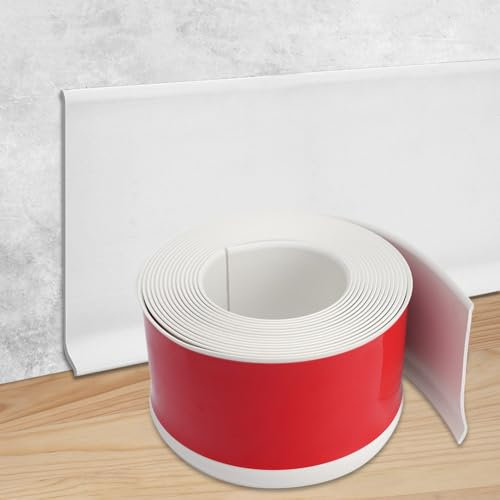 EUBSWA Plinthe souple blanche 10 cm x 5 m autocollante, bande décorative flexible pour couvrir les colonnes d'angle