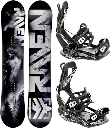 RAVEN Snowboard Set: Snowboard Lupus + Bindung Fastec FT360 (163cm Wide + Bindung XL, FT360 Black)