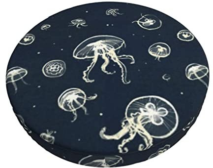 JCAKES Stilvolle, bequeme runde Barhocker-Kissen mit Quallen-Muster, bedruckt, 30 cm/33 cm/35 cm für das perfekte Ambiente