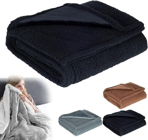 Wasserdichte Doppelseitige Flauschige Decke für Paare - Weiche Gemütliche Fleece-Decke als Möbelschutz und Haustierdecke für Hunde und Katzen (S:71 * 100CM, Schwarz)