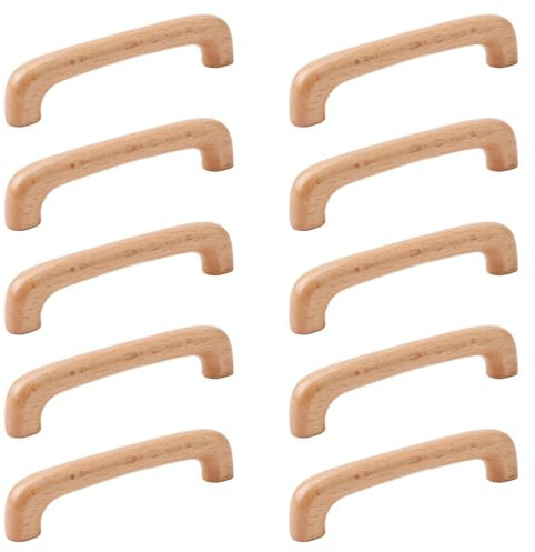 MOROBOR Wooden Cabinet Handles Solid Wooden Drawer Pull 96mm Hole Centers U-Shaped Cabinet Hardware Pull for Bedroom Bathroom Kitchen Cabinets Door- 10 Pack