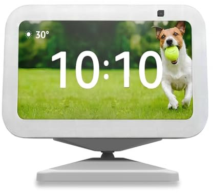 IRONA Ständer für Amazon Echo Show 5 (3. Generation), Zubehör Kompatibel mit Amazon Alexa 5, Schwenk- und Neigefunktion (Weiß)