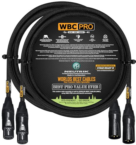 2 Units - 5 Foot - WBC-PRO-QUAD Ultra-Silent Ultra-Flexible Balanced Star-Quad Cable with Neutrik Male & Female XLR Plugs & Black Tweed Jacket