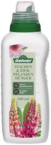 Dehner Stauden- und Zierpflanzendünger, Spezialdünger, hochwertiger Flüssigdünger, Dünger für Zierpflanzen, organischer NPK-Dünger, mit Spurennährstoffen, 500 ml, für ca. 50 l