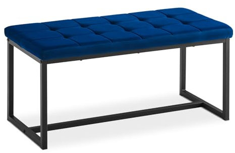 TUKAILAI Sitzbank esszimmer 100cm,sitzbank Flur mit samt Dickes Kissen Sitz, polsterbank mit Metallbeinen,bettbank garderobenbank küchenbank,sitzbank Garderobe Schlafzimmer Flur möbel (Blau)