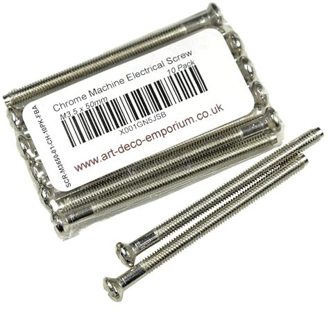Electrical Machine Screws M3.5mm x 50mm for Switches or Sockets in Chrome Finish 10 pack