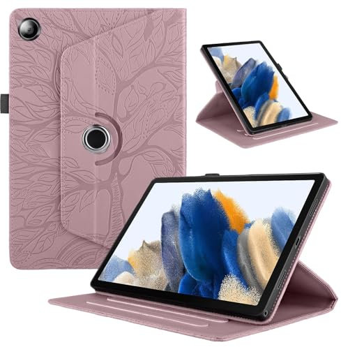 TEDTIKJT Funda Compatible con Huawei MediaPad M5/M5 Pro 10.8 Pulgadas 2018 PU Cuero Protectora 360 Giratoria Soporte Case Árboles Tablet Carcasa para Huawei MediaPad M5 10.8 Funda, Oro Rosa