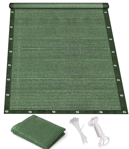 Sonnensegel Rechteckig mit Ösen 5 x 6 m Sonnenschutz Zeltplane mit Ösen Hdpe Atmungsaktiv Wasserdurchlässig UV Schutz Ohne Bohren für Balkon Terrasse Garten, Dunkelgrün