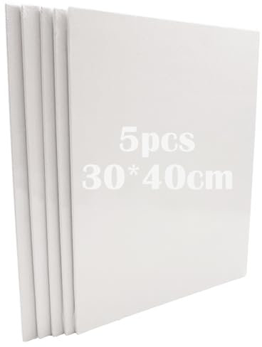 Tableau entoilé, CTRICALVER toile de coton pour peinture 3 mm, planche à dessin 30 x 40 cm, tableau en toile vierge, tableau de peinture à l'huile, adapté aux débutants et aux amateurs (lot de 5)