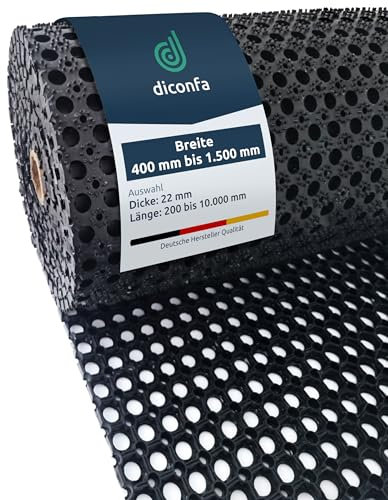 diconfa Caillebotis Caoutchouc sur Mesure - 400 à 1500mm Large - 0,2 à 10m Long==> 0,6m x 0,52m (60cm x 52cm) Tapis de propreté au mètre antidérapant Contre l'eau, la Neige et la Glace