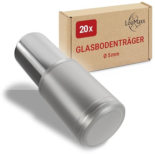 LouMaxx Regalbodenträger 5mm für Glasböden – 20er Set Vernickelte Regalstifte 5mm mit Gummierung – Langlebige Bodenträger 5mm für stabile Regalbrett Halterung in Schränken