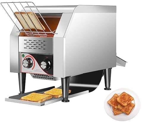 Tostapane a Nastro Professionale, 150 Fette/ora, Tostapane Da Bancone Da 1300 W, Grado Di Cottura Da 1 a 7 Livelli, Modalità Di Riscaldamento 3 Modalità, Tostapane In Acciaio Inossidabile Per Bar, Buf