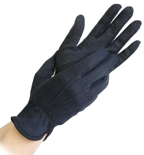 FRANZ MENSCH 480 Stück Hygostar Baumwollhandschuhe Tricot Grip, schwarz, 9/L, L: 25 cm, Karton, Baumwollhandschuhe, Textilhandschuhe, Stoffhandschuhe
