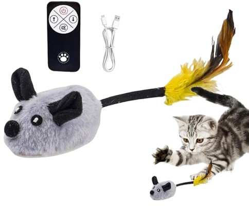 Shapen Electric Cat Toy - Remote Control Cat Toys Mice,Squeaky Cat Interactive Toy Stimulate Hunting Instincts, Remote Control Automatic Moving Mice Pet Cat Toy for Indoor Cats