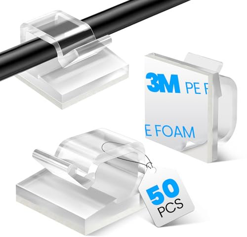 50 pezzi Clip Per Cavi, Ferma Cavi Adesivi, Clip Adesive Per Cavi, Ferma Cavi Da Scrivania, Fermacavo Per Scrivania/Parete, Gestione Dei Cavi Per Cavo Di Alimentazione, Hdmi, Cavo Di Ricarica