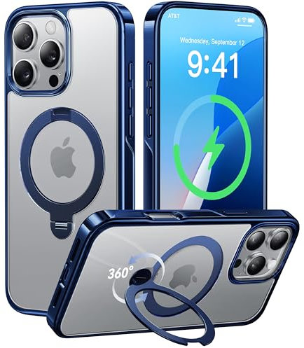 CASEKOO Titan Marineblau für iPhone 16 Pro Max Hülle mit MagSafe [360° Drehständer] [Kratzfest & vergilbungssicher] [MIL-STD-810H Militärstandard] Griffige Handyhülle iPhone 16 Pro Max Case - Blau
