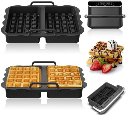 Air Fryer Accessoires pour Cosori Air Fryer 10L Twinfry & Ninja AF500EU / Sl400EU, Lot de 2 Moule Gaufre Silicone Moule Gaufre Air Fryer pour Cosori 10L & Ninja Air Fryer 10.4L & air fryer ninja 9,5L