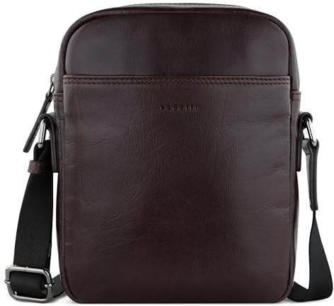bugatti Savona Schultertasche aus vegetabilem Büffelleder, Cross-Body-Umhängetasche in braun