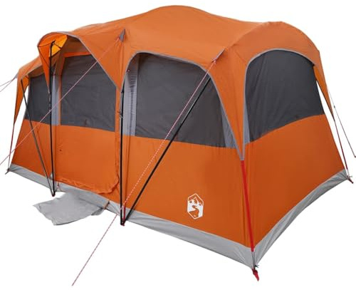 vidaXL Familienzelt mit Dach Orange und Orange 435 x 255 x 216 cm, Moderne tragbare Familienset, faltbares Outdoor-Zelt, wasserdicht und UV-beständig für Garten und Terrasse