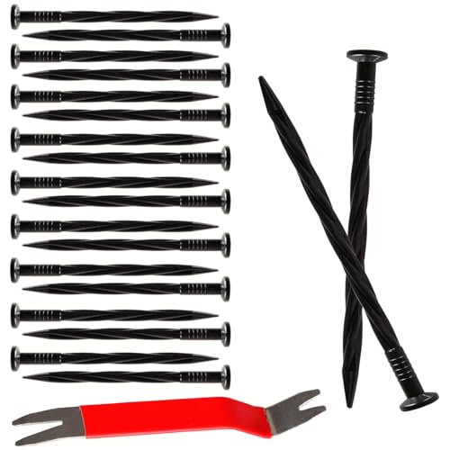 Lot de 50 piquets en métal pour gazon artificiel, grands clous d'aménagement paysager de calibre 6, agrafes d'ancrage vertes pour jardin, pelouse, pavé pour bordure de pavé (15 cm, 100)