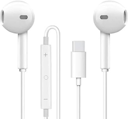 Écouteurs Filaire USB-C Blancs – Casque Intra-Auriculaire avec Micro et Son HD – Compatibles Samsung, Xiaomi, Huawei, OnePlus, Pixel, Android, – Léger, Confortable, Qualité Audio