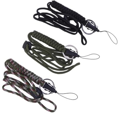 SOPOTUTU 3 Stück Multifunktionales Paracord Lanyard Schlüsselband mit Metallkarabiner Verstellbar für Handy Ausweis Kamera Outdoor Einsatz und Camouflage Zufällige Farbe Zufällige Farbe