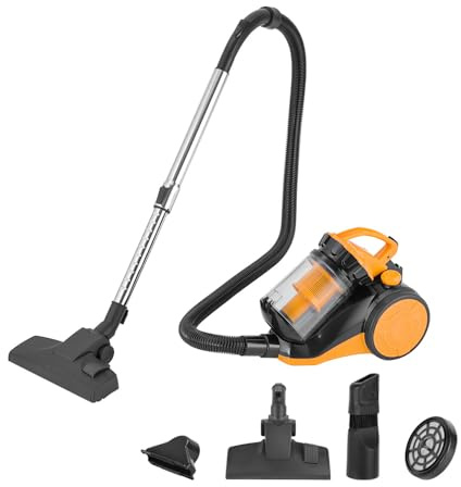 Hoteche Aspirateur sans sac 800 W - Jaune - Pichet à poussière de 2 l - Emballage coloré