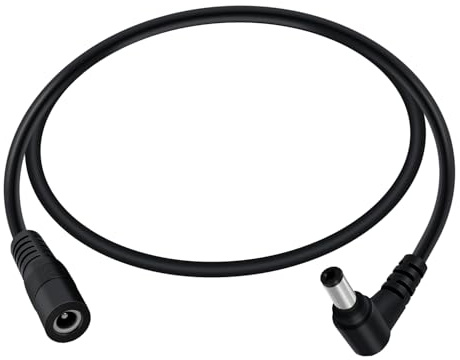 HuaLiSiJi DC 5521 Cable 90 Grados Cable Extensión DC 12V Cable Alargador Adaptador 5.5mm x 2.1mm para Tiras de Luz LED, CCTV Camera Power, Coche, Monitores (90 Grados, 1 m)