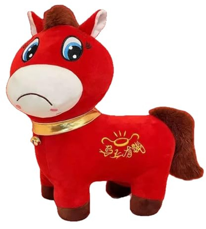 LDBKFD 20cm Cute Red Horse Soft Toy for Dacia Duster 2 3 2018-2024 2025, Lucky Plush Seat Companion Funny Stuffed Animal Mascot Novelty Gift for Men, Women, New Drivers,Pouting