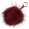 Realkontor XXL Taschenanhänger mit Lederband und Ringkarabiner, Schlüsselanhänger Bommel Pelzbommel Pompon Pelz Fell Echtpelz ! viele Farben ! (rot-schwarz)