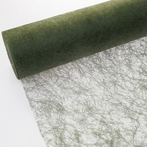 Sizoflor Tischband Tischläufer Tischdeko - 25 Meter + 300 Mini-Dekodiamanten Gratis (30cm Breite, Olive / Moosgrün)