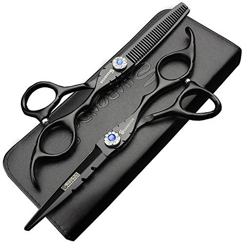 SHARONDS Haarschneideschere set,haarschere,ausdunnschere Schwarz 6 zoll 440C hohe(2/3/4-teiliges Set) (2-teiliges Set-A)