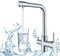 Rozin Kitchen Tap 3 Way with Filter Water System Double Handles Drinking Water and Cold Hot Water 360° Swivel Chrome Tap